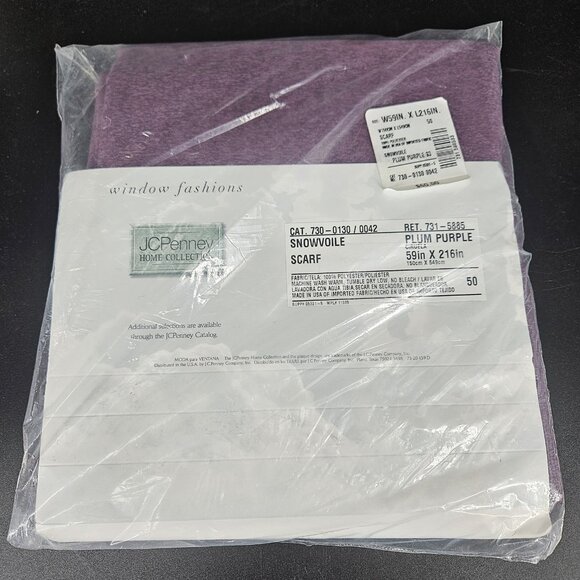 JCPenney Home Collection Snowvoile Scarf Plum Purple Window Valance 59x216 USA - Picture 2 of 6